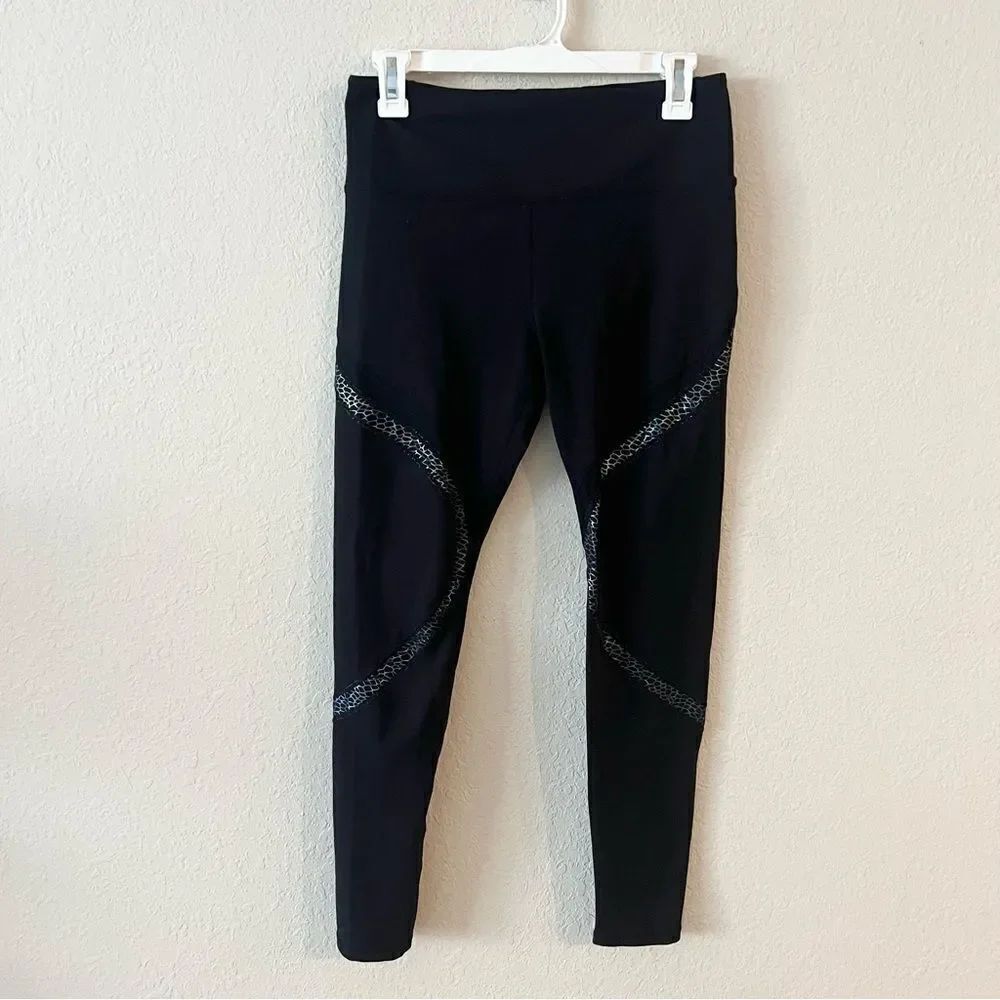 ZYIA Ankle Leggings Black Print Women’s Size 6-8 Active Casual